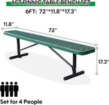 6 Ft Metal Park Benches for Outside, Outdoor Backless Bench with Thermoplastic Coating, Portable Frame - Photo 2