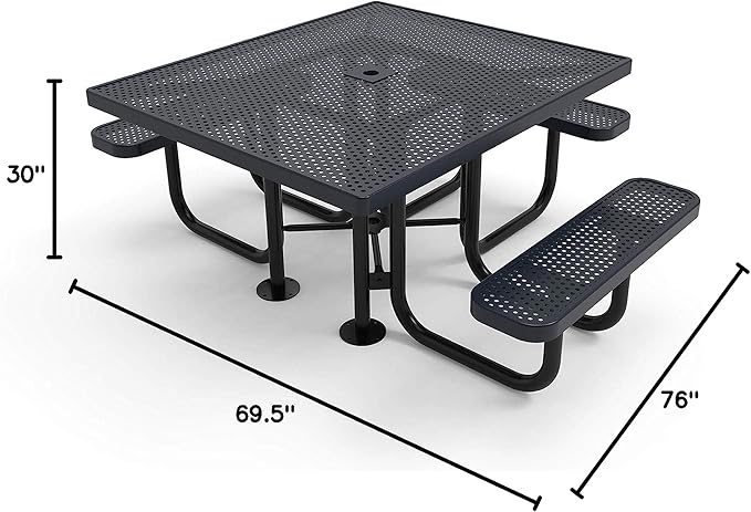 COATEDOUTDOORFURNITURE Heavy-Duty Portable ADA-Compliant Outdoor Picnic Table with Umbrella Hole - Photo 2
