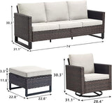 Rilyson Wicker Outdoor Patio Furniture Set - 5 Piece Patio Conversation Set with 2 Swivel Rocker Chairs - Photo 2