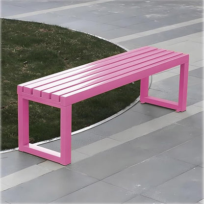 Outdoor Metal Backless Bench,Colorful Garden Bench Slatted Seat,All-Weather Outdoor Park Benches for Backyard, Porch, Or Lawn(200cm/78.7inch, Pink)