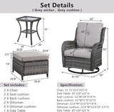 Belord 5 Piece Wicker Patio Furniture Set, Outdoor Swivel Rocker Chairs Set of 2 with Ottomans and Side Table - Photo 9