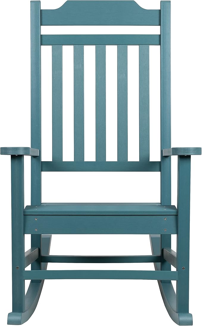 Flash Furniture Winston All-Weather Poly Resin Rocking Chair in Teal