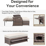Belord Patio Furniture Set - 6-Piece Wicker Loveseat Outdoor Daybed Furniture Set with Recliner Lounge Chairs Set of 2 - Photo 6
