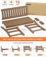 YEFU Outdoor Bench for Patio Waterproof: Heavy Duty 2-Person Garden Bench Set of 2 with 2 Cup Holders & Oversized - Photo 7