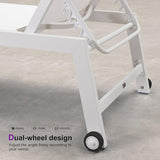 PURPLE LEAF Patio Lounge Chair 2 Pieces White Aluminum Outdoor Chaise Lounge for Pool Backyard Beach with Wheels and - Photo 7