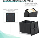 Verano Garden Outdoor Wicker Side Table Set of 2, Small Storage Rattan Wicker End Table - Photo 4