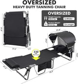 Oversized Extra Wide Tanning Chair with Sun Canopy Face Hole Padded Adjustable Washable - Photo 2