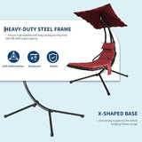 GarveeLife Chaise Lounger Swing Chair with Umbrella Canopy, Patio Hanging Chaise Lounger Chair with Stand - Photo 4