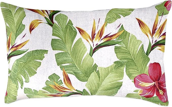 BrylaneHome Lumbar Pillow - 20" L x 13" W - Patio & Outdoor - Water, Stain & Fade Resistant - Hibiscus - Photo 1
