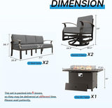 Gotland Aluminum Patio Furniture Set with Fire Pit Table - Photo 2