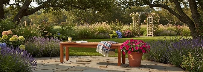 Amazonia Aster Backless Patio Eucalyptus Wood | Ideal for Outdoors and Indoors, 53", Brown Bench