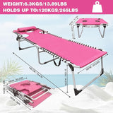 Sun Tanning Chair with Face Hole 5-Position Folding Lounge Chair Outdoor with Portable Beach Table for Poolside - Photo 2