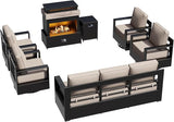 Outdoor Aluminum Furniture Set, 5-Piece Patio Conversation Set, 4 Swivel Chairs, 1 Sofa and 1 Fireplace - Photo 9