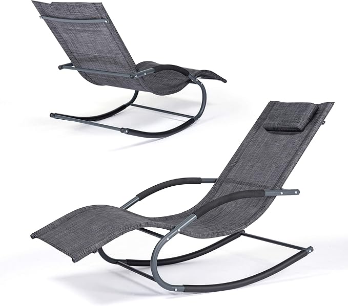 Outdoor Lounge Chairs with Removable Pillow, Pool Chaise Lounge Chairs Set of 2, Dark Grey - Photo 7
