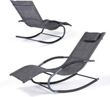 Outdoor Lounge Chairs with Removable Pillow, Pool Chaise Lounge Chairs Set of 2, Dark Grey - Photo 7
