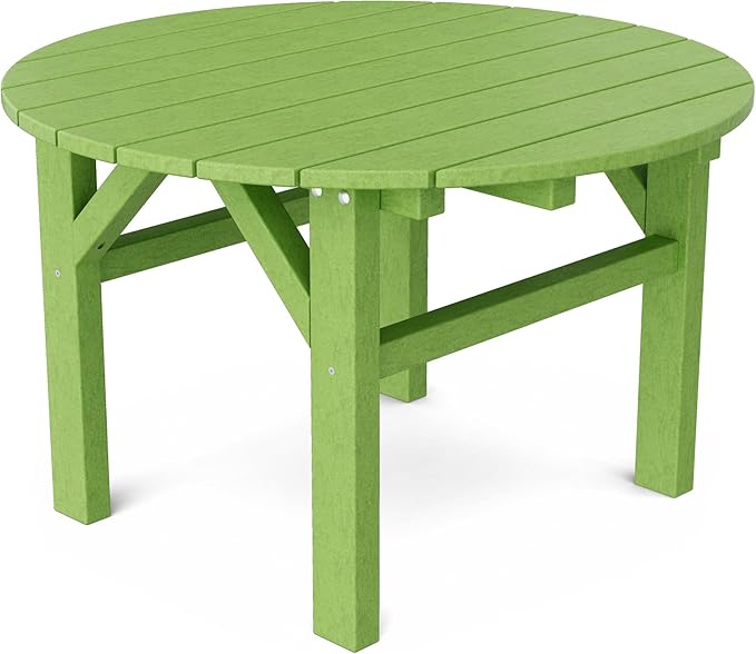 Wildridge Classic 33" Occasional Table, Lime Green - Outdoor Weather Resistant Recycled Plastic Furniture for Patio