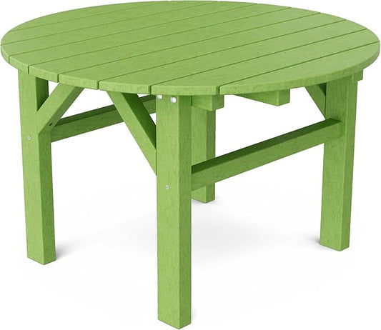 Wildridge Classic 33" Occasional Table, Lime Green - Outdoor Weather Resistant Recycled Plastic Furniture for Patio