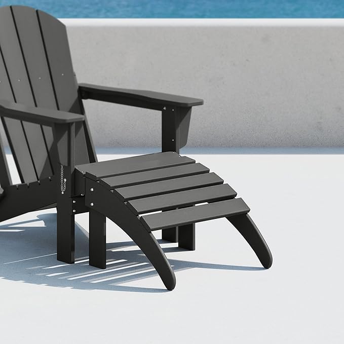 Costaelm Adirondack Chair Footrest Foldable Ottoman, Folding Ottoman Outdoor Foot Rest for Patio Waterproof, Adirondack Ottoman Outdoor, Gray