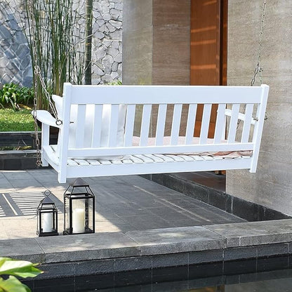 Cambridge Casual Bentley Solid Wood Porch Swing – Outdoor Hanging Swing Bench for Porch, Patio, or Garden – Durable, Weather-Resistant 2-Seater Wood Swing
