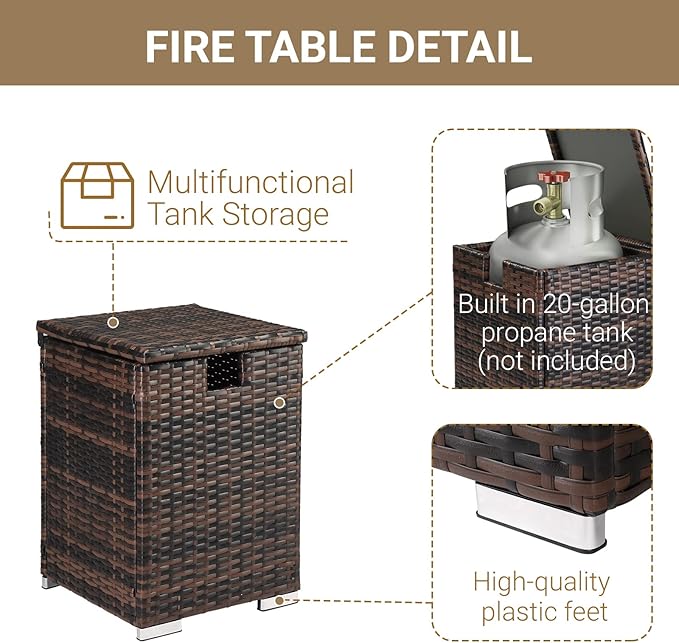 Outdoor Wicker Side Table with Storage Space, Square PE Rattan End Table for Patio Garden Poolside Deck