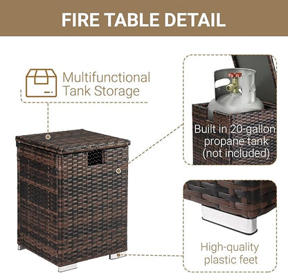 Outdoor Wicker Side Table with Storage Space, Square PE Rattan End Table for Patio Garden Poolside Deck