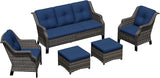 Patio Furniture Set 5 Pieces, Outdoor Wicker Furniture with Coffee Table and Side Table - Photo 8