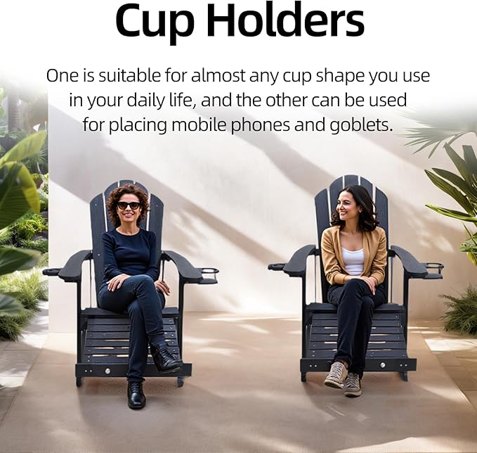 Adirondack Rocking Chair Set of 2, Weather-Resistant and Durable - Photo 4