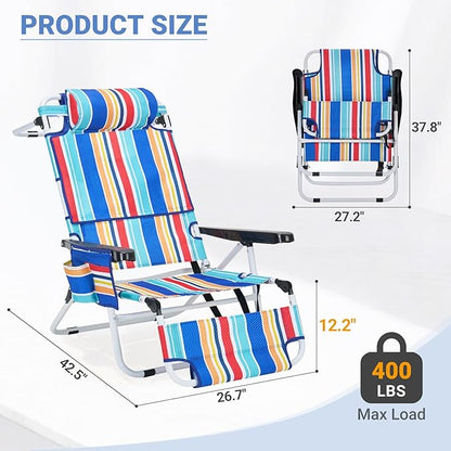 DoCred Heavy Duty Tanning Chair with Face Hole, Adjustable 5-Position Folding Chaise Lounge Chairs for Outside, Portable Lay Flat Beach Lounge Chair for Outdoor Sunbathing Beach Pool Lawn Camping