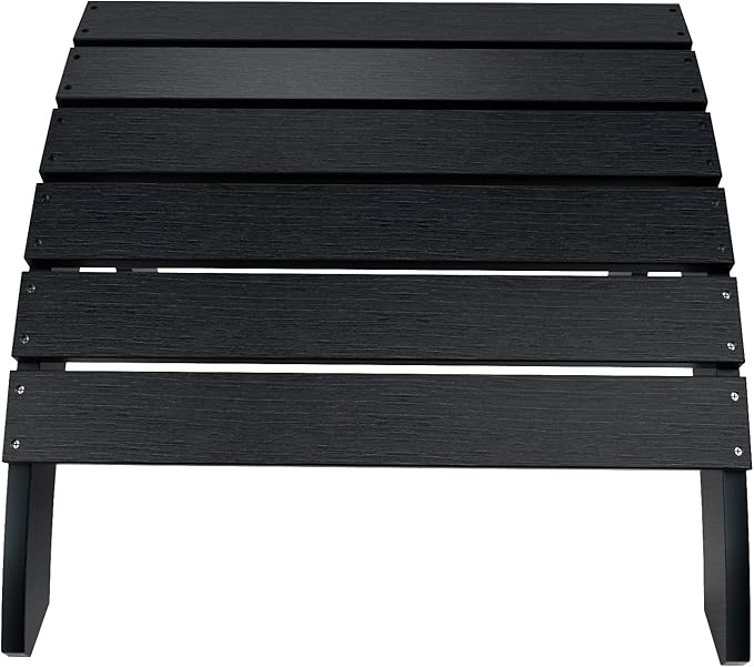 WestinTrends Tuscany Adirondack Ottoman, Real Wood Like Outdoor Ottoman for Patio, All Weather Poly Lumber Folding Ottoman Footrest for Adirondack Chair, Black