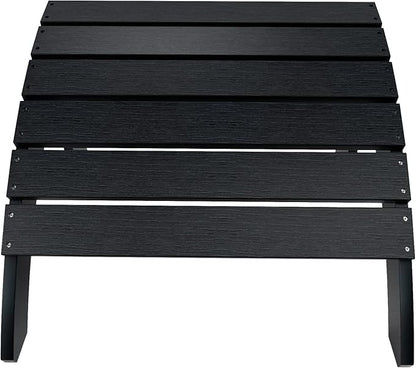 WestinTrends Tuscany Adirondack Ottoman, Real Wood Like Outdoor Ottoman for Patio, All Weather Poly Lumber Folding Ottoman Footrest for Adirondack Chair, Black