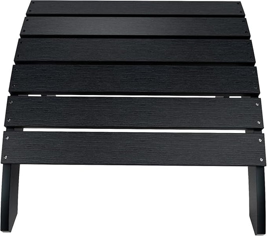 WestinTrends Tuscany Adirondack Ottoman, Real Wood Like Outdoor Ottoman for Patio, All Weather Poly Lumber Folding Ottoman Footrest for Adirondack Chair, Black