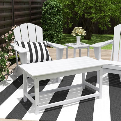 Costaelm Adirondack Conversation Table, HDPE Outdoor Drink Weather Resistant, Outdoor Patio Porch Accent Balcony Table for Pool, Seaside, Backyard, White