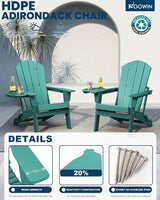FOOWIN Folding Adirondack Chair Set of 8, HDPE Adirondack Chairs with Cup Holder - Photo 3