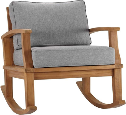 Modway EEI-4177-NAT-GRY Marina Patio Teak Rocking Chair, Natural Gray