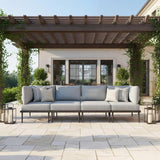 Sundale Outdoor 4 Pieces Patio Furniture Set, Metal Sectional Sofa Patio Conversation Set with 6 Inch Cushions, Modern - Photo 3