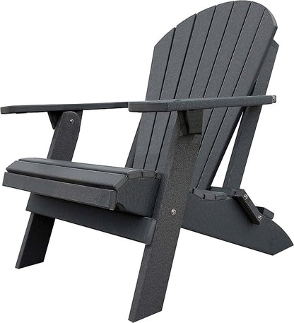 DuraWeather Poly® Classic King Size Folding Adirondack Chair (Charcoal Grey)