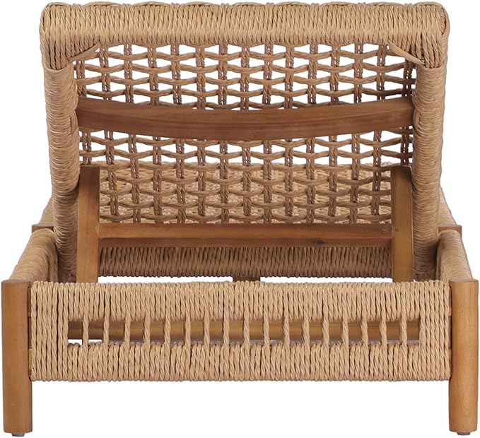 Christopher Knight Home Mercer Acacia Wood Chaise Lounge Chair Outdoor, Poolside Sun Lounger Recliner with Wicker Seat - Photo 6