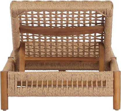 Christopher Knight Home Mercer Acacia Wood Chaise Lounge Chair Outdoor, Poolside Sun Lounger Recliner with Wicker Seat, Patio Outdoor Chaise Lounge, Adjustable Backrest Lounge Sofa, Teak+Light Brown
