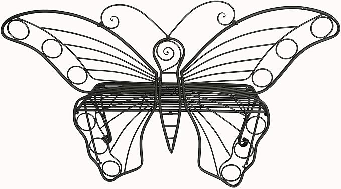 Unknown1 Antique Black Metal Butterfly Bench