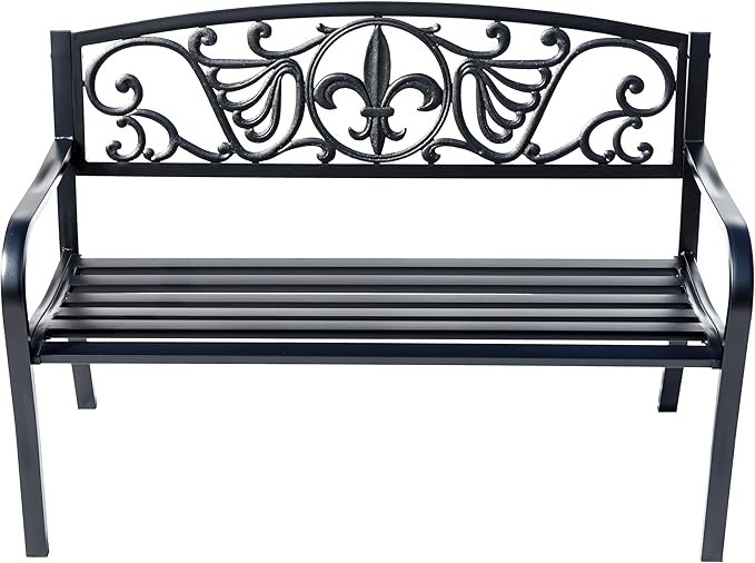 Hi-Line Gift Ltd. Sleek Black - Steel and Cast Iron Garden Bench in Timeless Black