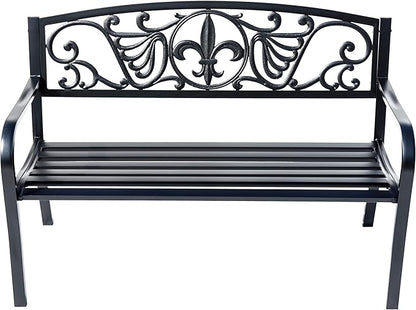 Hi-Line Gift Ltd. Sleek Black - Steel and Cast Iron Garden Bench in Timeless Black