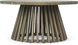 Merax Patio Outdoor Acacia Wood Round Coffee Table for Backyard, Lawn, Balcony, Grey Finish - Photo 5