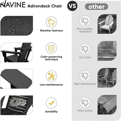 Adirondack Chair Set of 2, HDPE Folding Adirondack Chair with Multifunctional Cup Holder, Weather Resistant Fire Pit Chair for porches, patios, patios, poolsides, Decks.