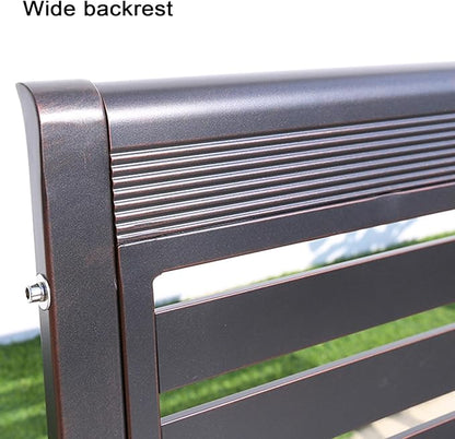 Garden Benches for Outdoors Rust Proof with Rounded Armrests Aluminum Alloy Outside Bench with 105° Wide Backrest Strong Load-Bearing Capacity for Porch, Deck, Park, Yard(Gray)
