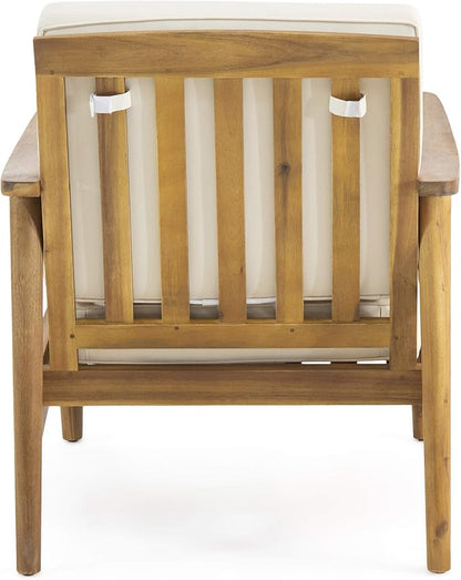 Christopher Knight Home Felix Outdoor Acacia Wood Club Chair (Set of 2), Teak Finish, Beige