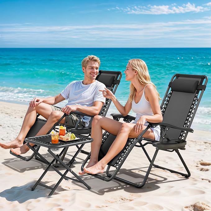 Magshion Folding Zero Gravity Chairs Set of 2, Outdoor Reclining Camping Chairs - Photo 4