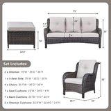 Rilyson Wicker Patio Furniture Set - 7 Piece Rattan Outdoor Sectional Conversation Sets with 1 Sofa - Photo 2