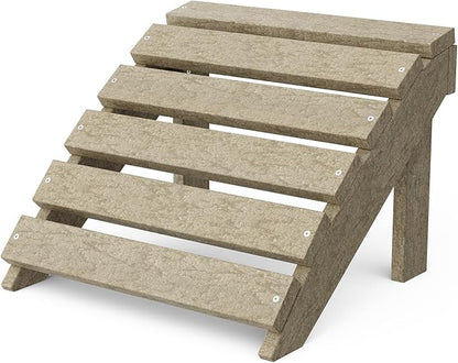 Wildridge Classic Footrest, Weathered Wood - Outdoor Weather Resistant HDPE Ottoman for Adirondack Chair