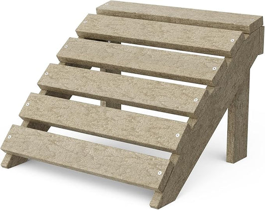 Wildridge Classic Footrest, Weathered Wood - Outdoor Weather Resistant HDPE Ottoman for Adirondack Chair