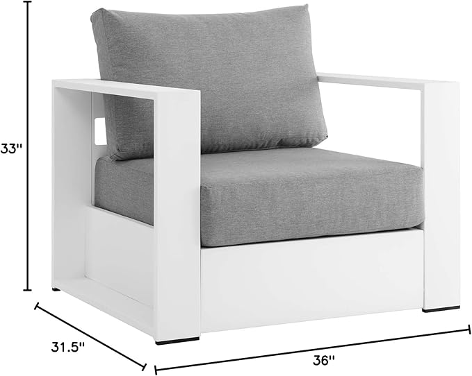 Modway Tahoe Aluminum Outdoor Patio Armchair in White Gray